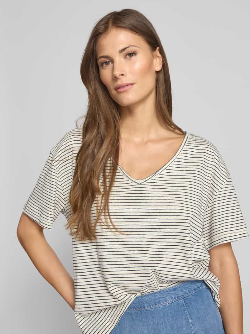 Tommy Hilfiger Relaxed fit T-shirt van een mix van linnen en katoen