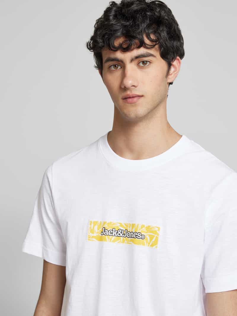 jack & jones T-shirt met labelprint model 'SPLIT'