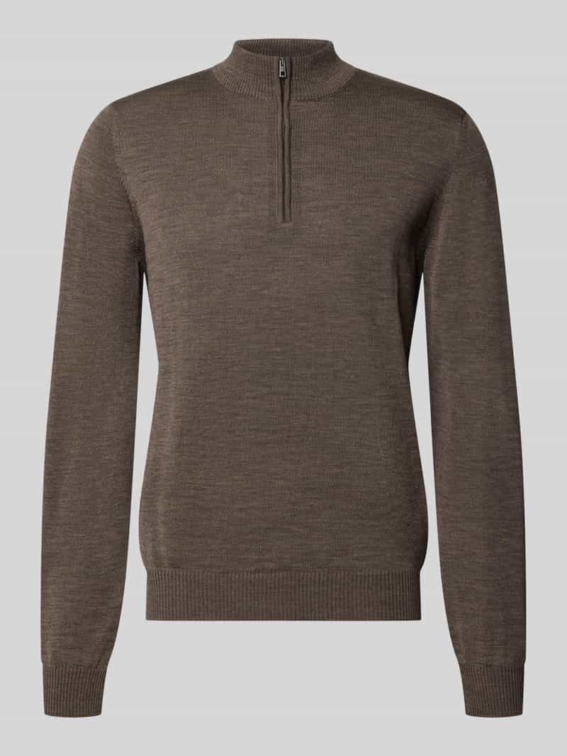 Regular fit sweatshirt van zuivere scheerwol met schipperskraag