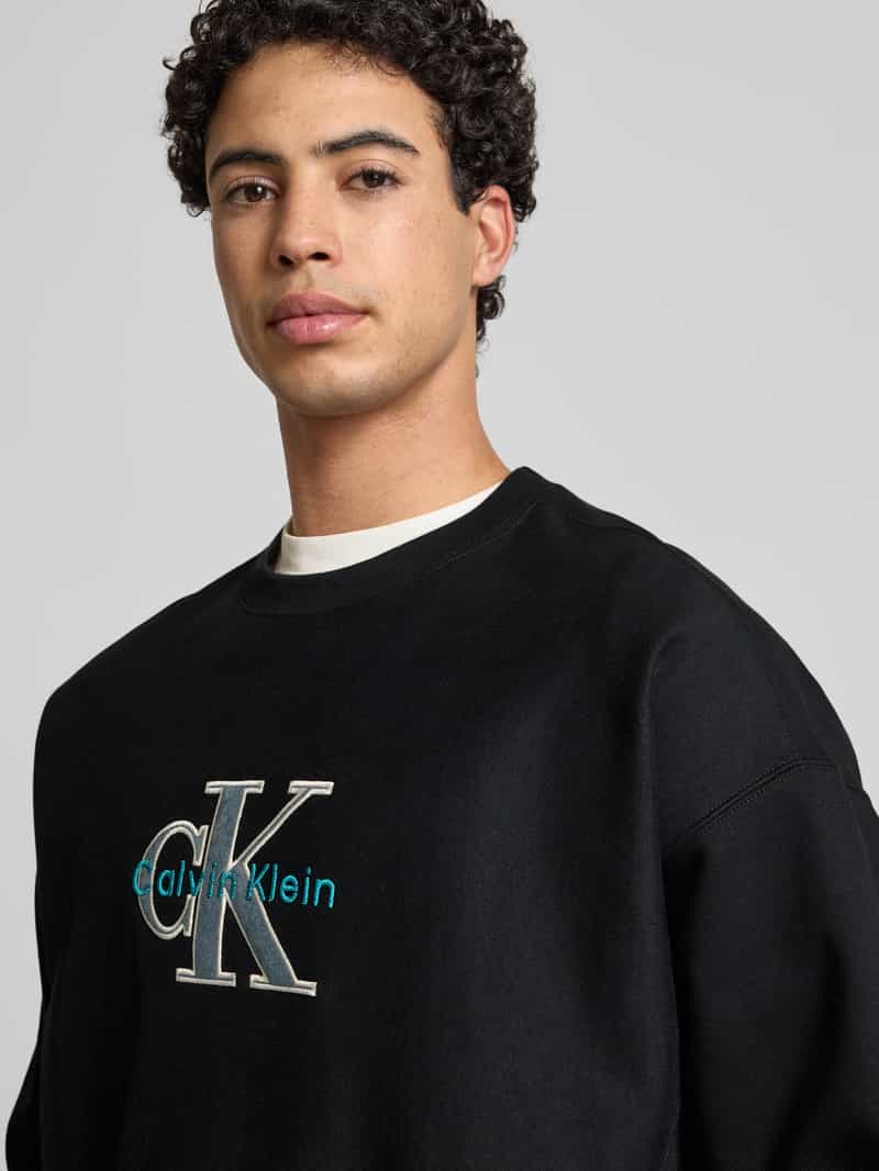 Calvin Klein Jeans Oversized fit sweatshirt met logostitching model 'Premium'
