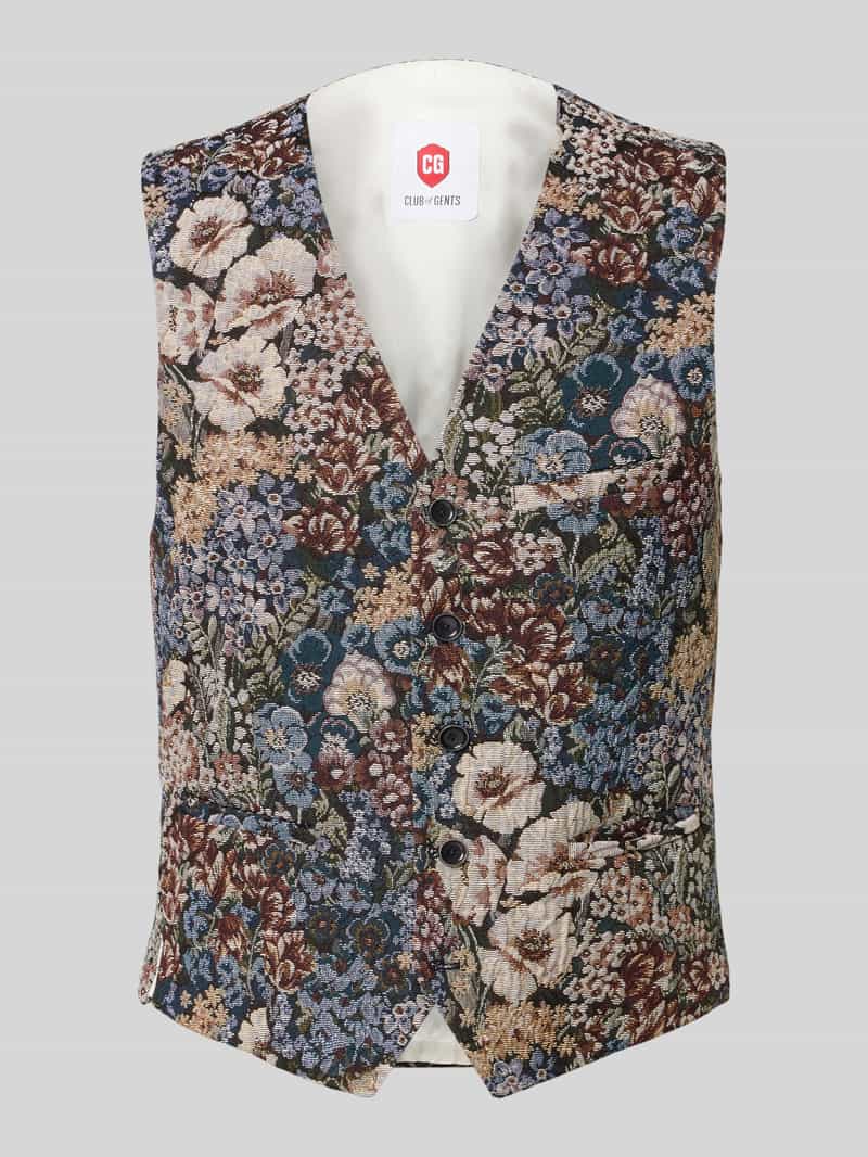 CG Club of Gents Gilet met paspelzak op de borst model 'Plum'