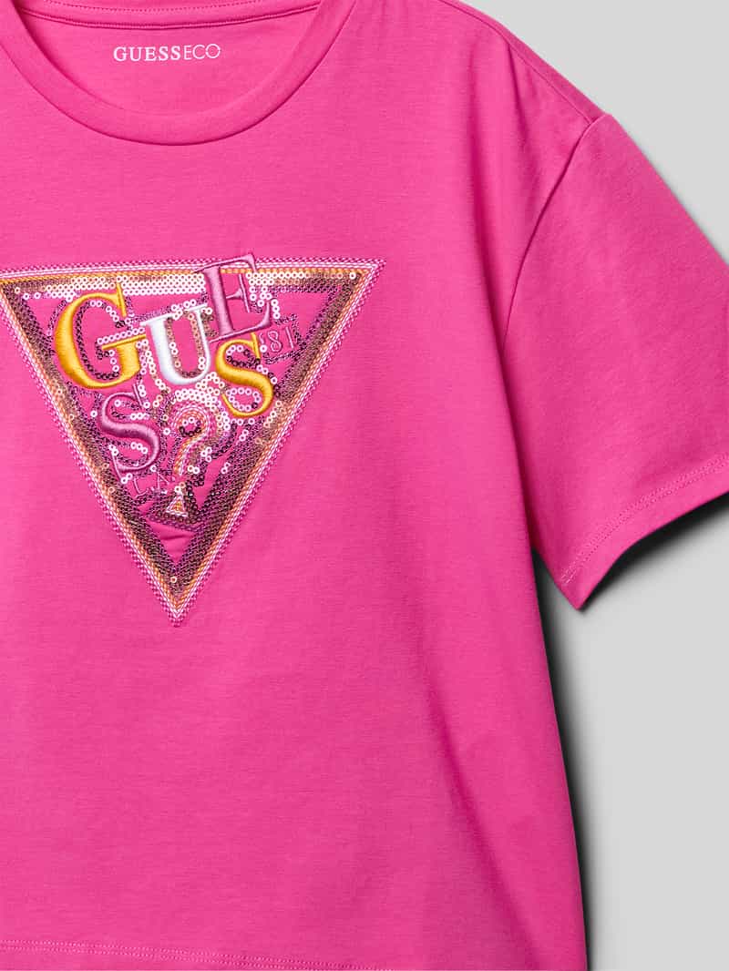 Guess T-shirt met geribde ronde hals