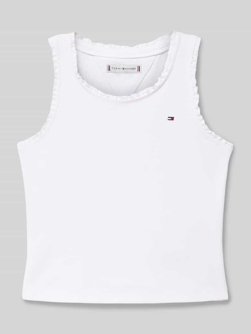 Tommy Hilfiger Tanktop ESSENTIAL RIB LACE TANK TOP met kant, met logo-borduursel