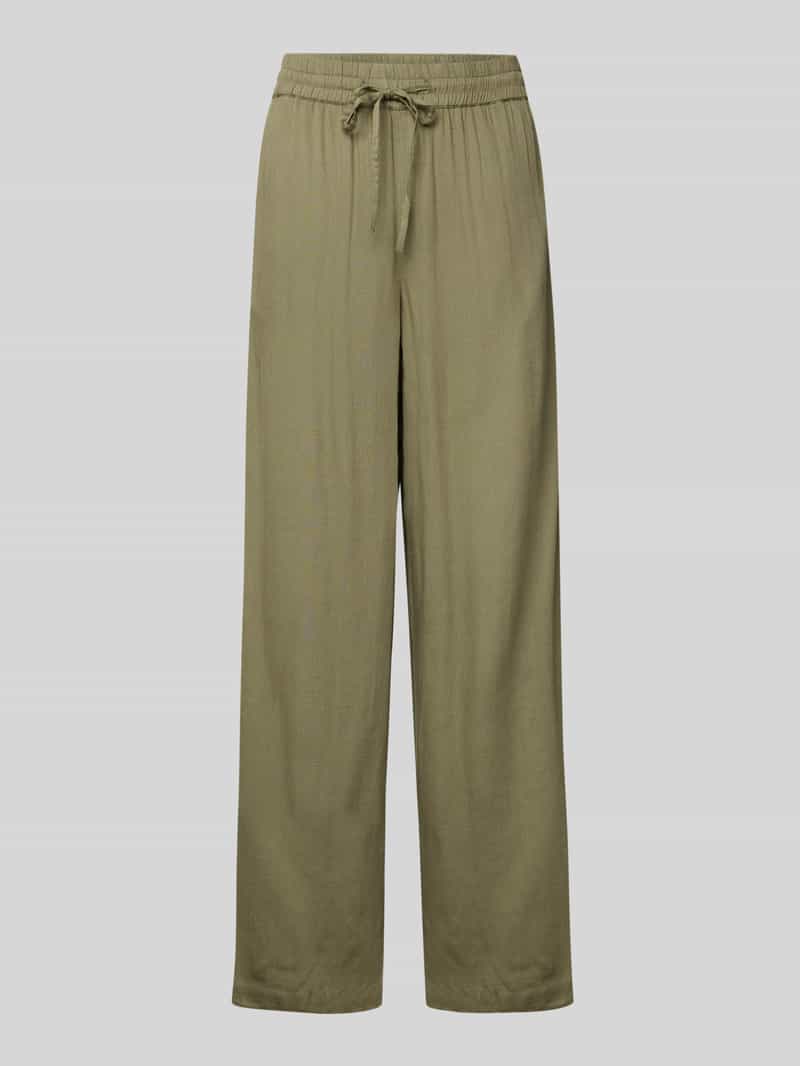 Pieces Regular fit brede broek in een mengsel van viscose en linnen model 'PIA'