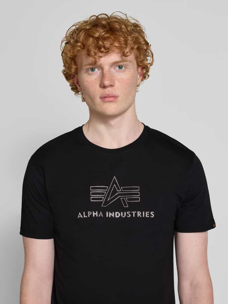 alpha industries T-shirt met labelprint en ronde hals