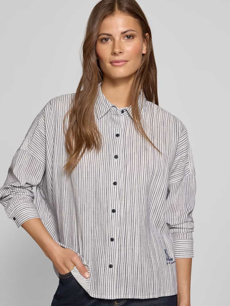 mustang Oversized overhemdblouse met motiefstitching model 'Ruby'