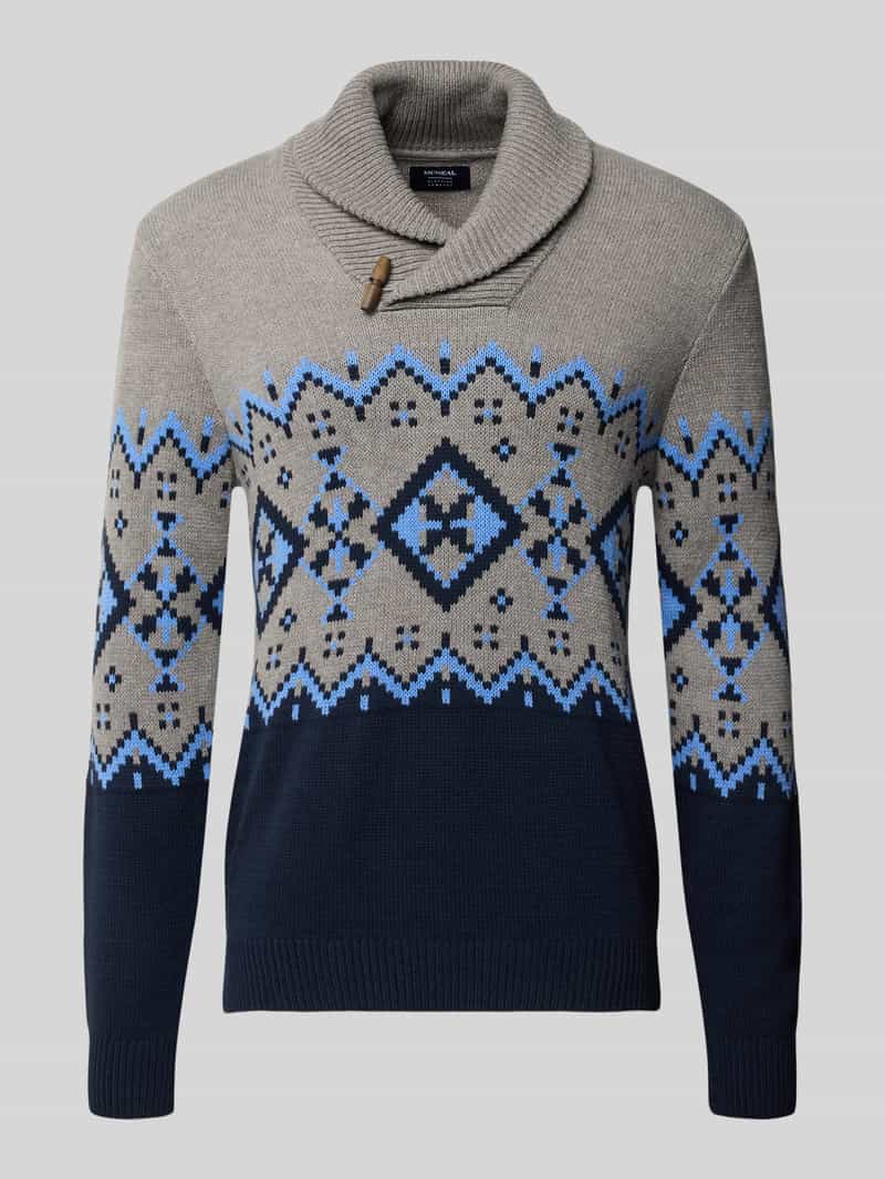 MCNEAL Slim fit gebreide pullover van katoenmix met schipperskraag