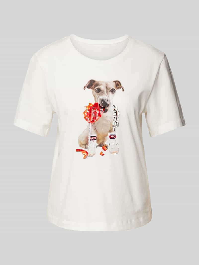Marc Cain T-shirt met pailletten en siersteentjes