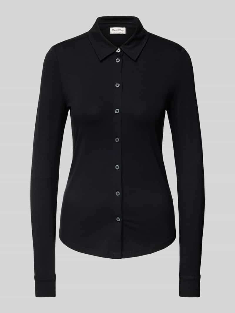 Overhemdblouse van viscosemix met platte kraag