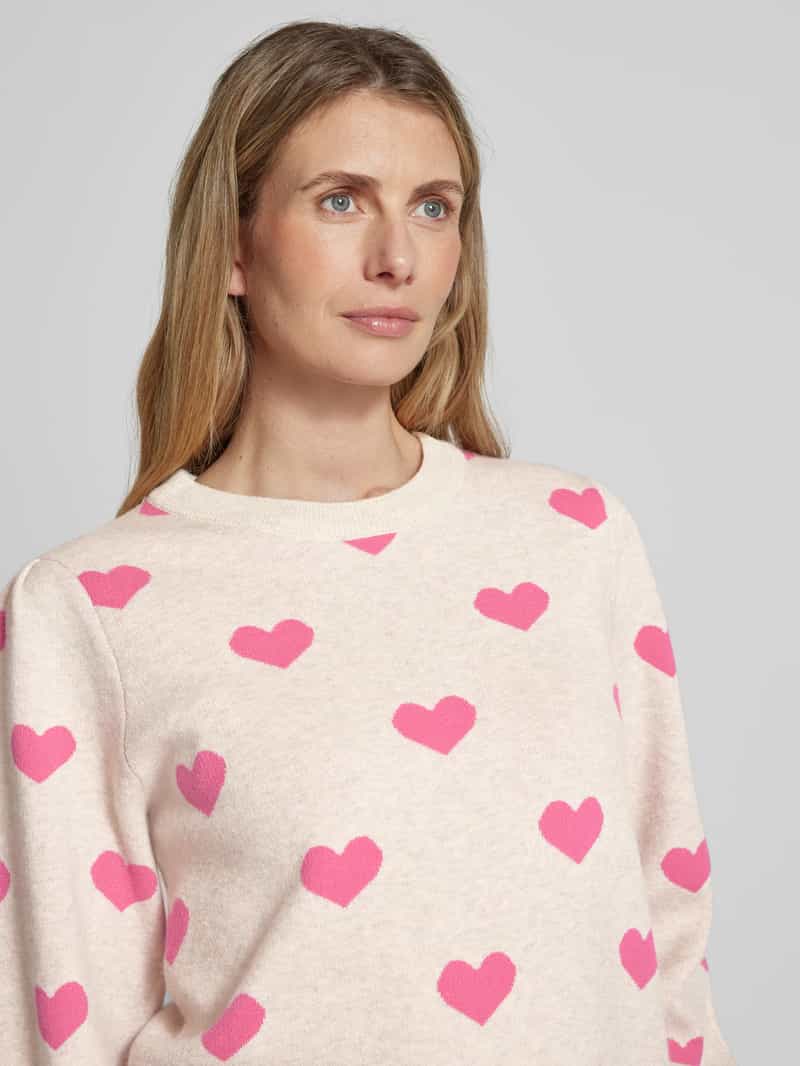 Ichi Gebreide pullover met ballonmouwen model 'BRIELLE'