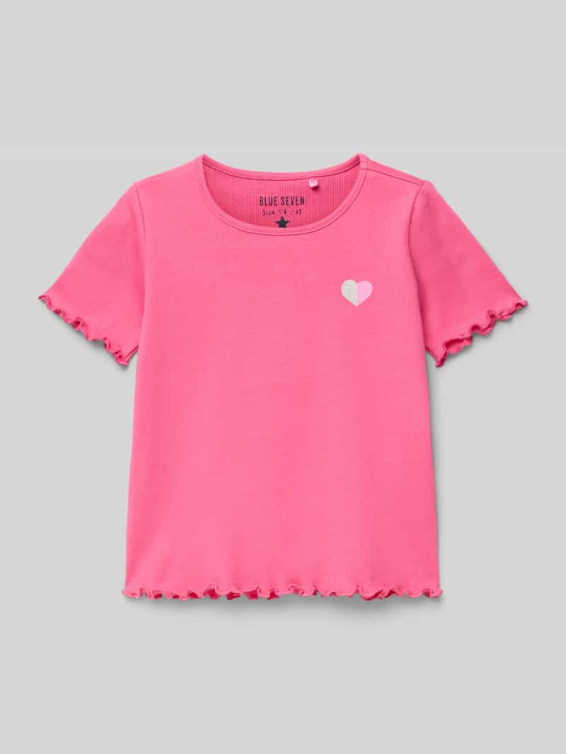 BLUE SEVEN T-shirt in riblook met ronde hals