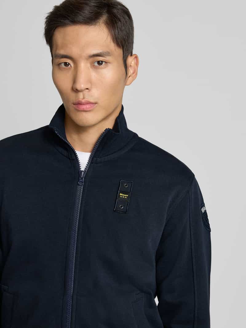 Blauer Usa Sweatjack met opstaande kraag en labelstitching model 'CITY'
