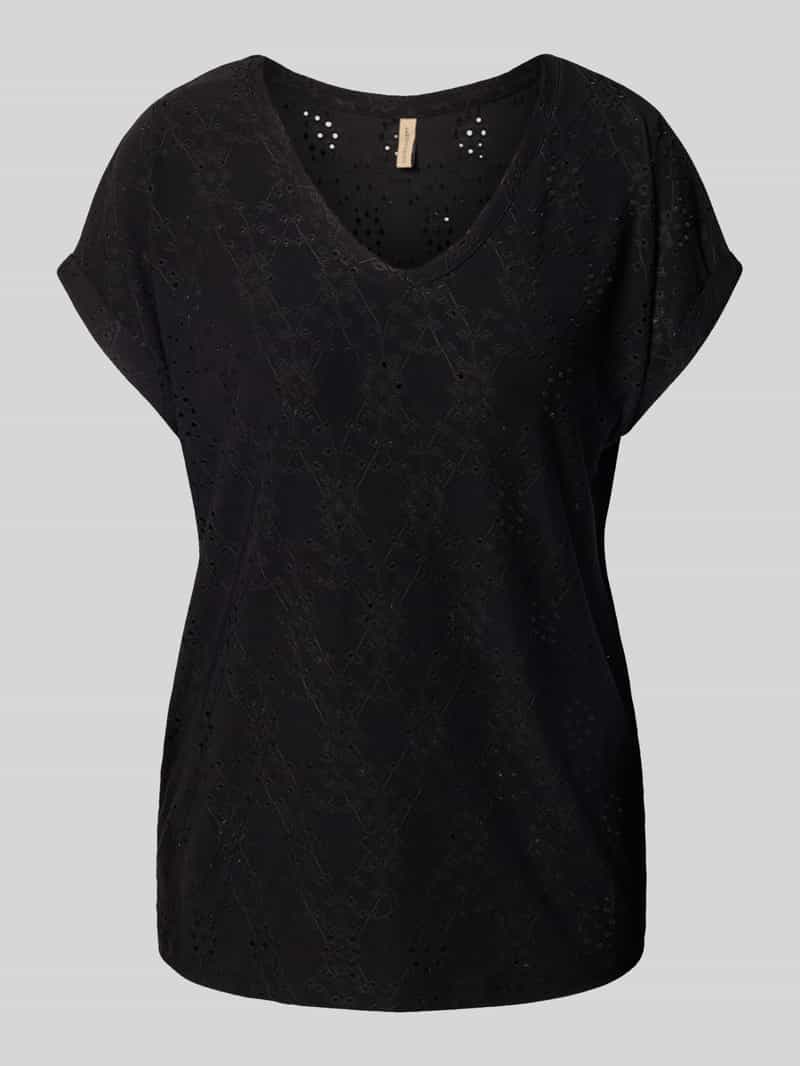 Soyaconcept T-shirt met broderie anglaise model 'INGELA'