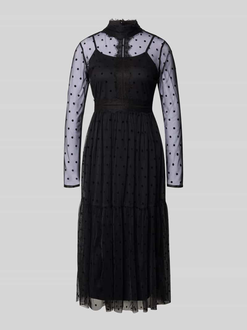 Lace & Beads Midi-jurk met opstaande kraag