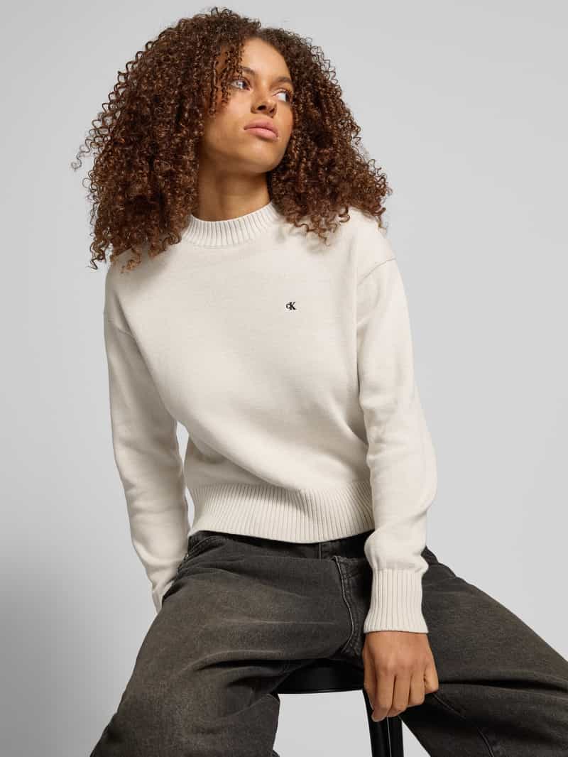 Calvin Klein Jeans Gebreide pullover met labelstitching model 'MONOGRAM'