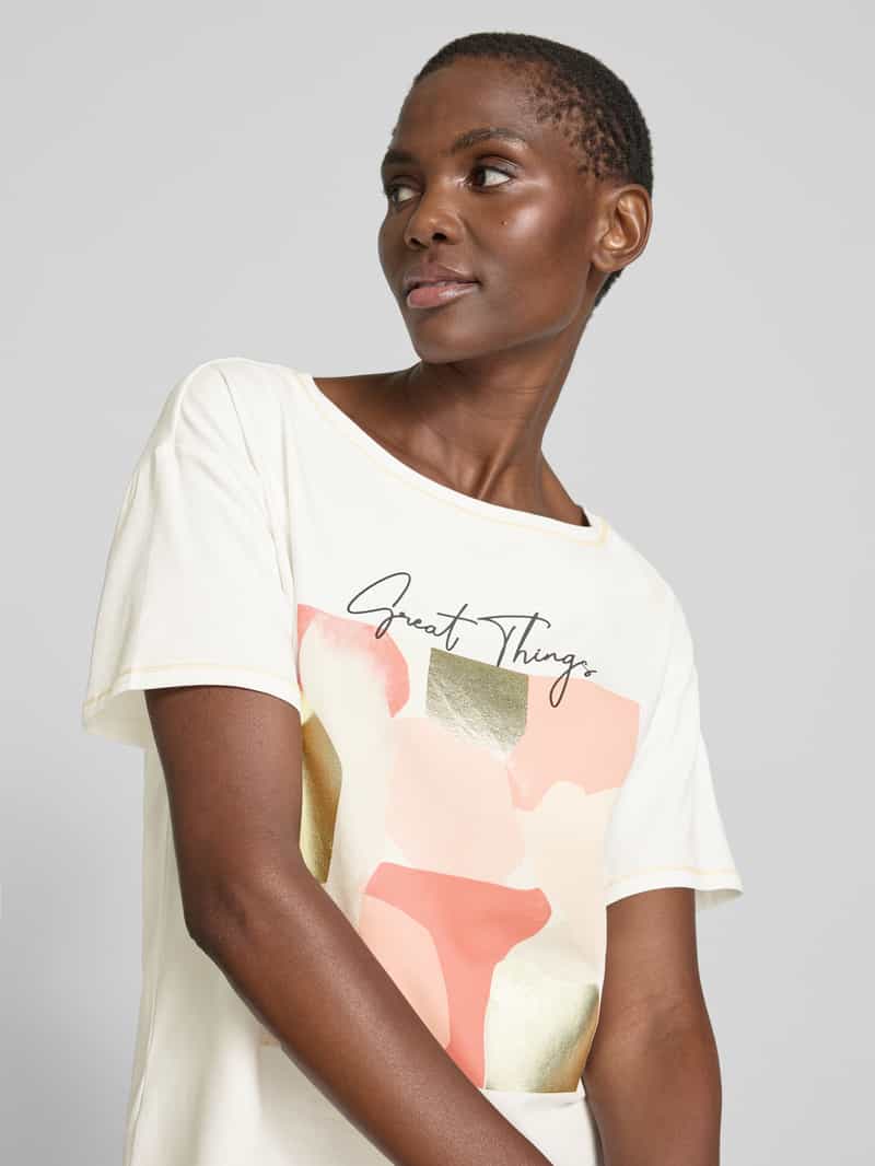 s.Oliver BLACK LABEL Loose fit T-shirt van katoenmix met contrastnaden