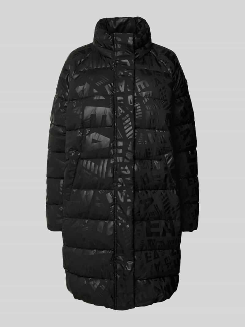 EA7 Emporio Armani Regular fit gewatteerde lange jas met all-over logoprint model 'Caban'