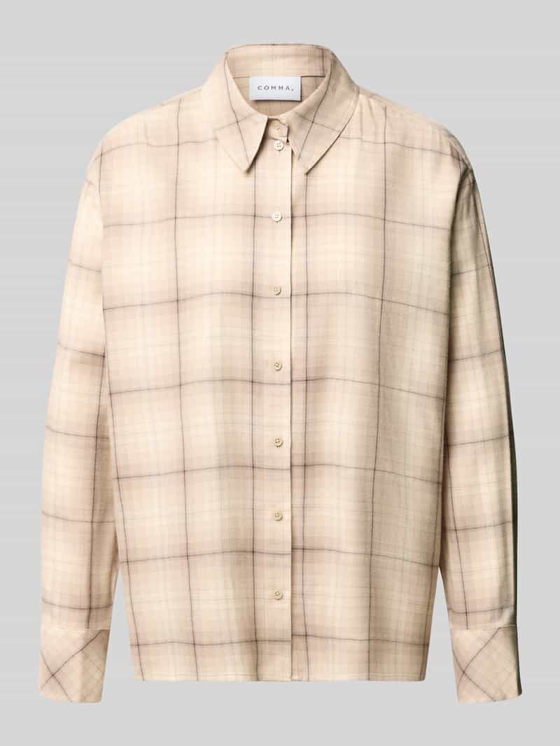 Comma relaxed fit blouse van mix van katoen en viscose in all-over look