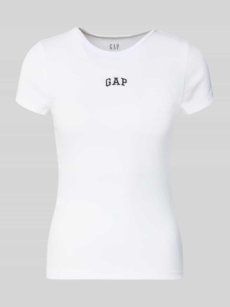 T-shirt in riblook met logo