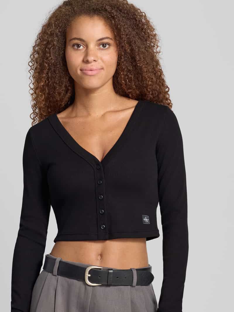 Calvin Klein Jeans Kort gebreid jack met knoopsluiting