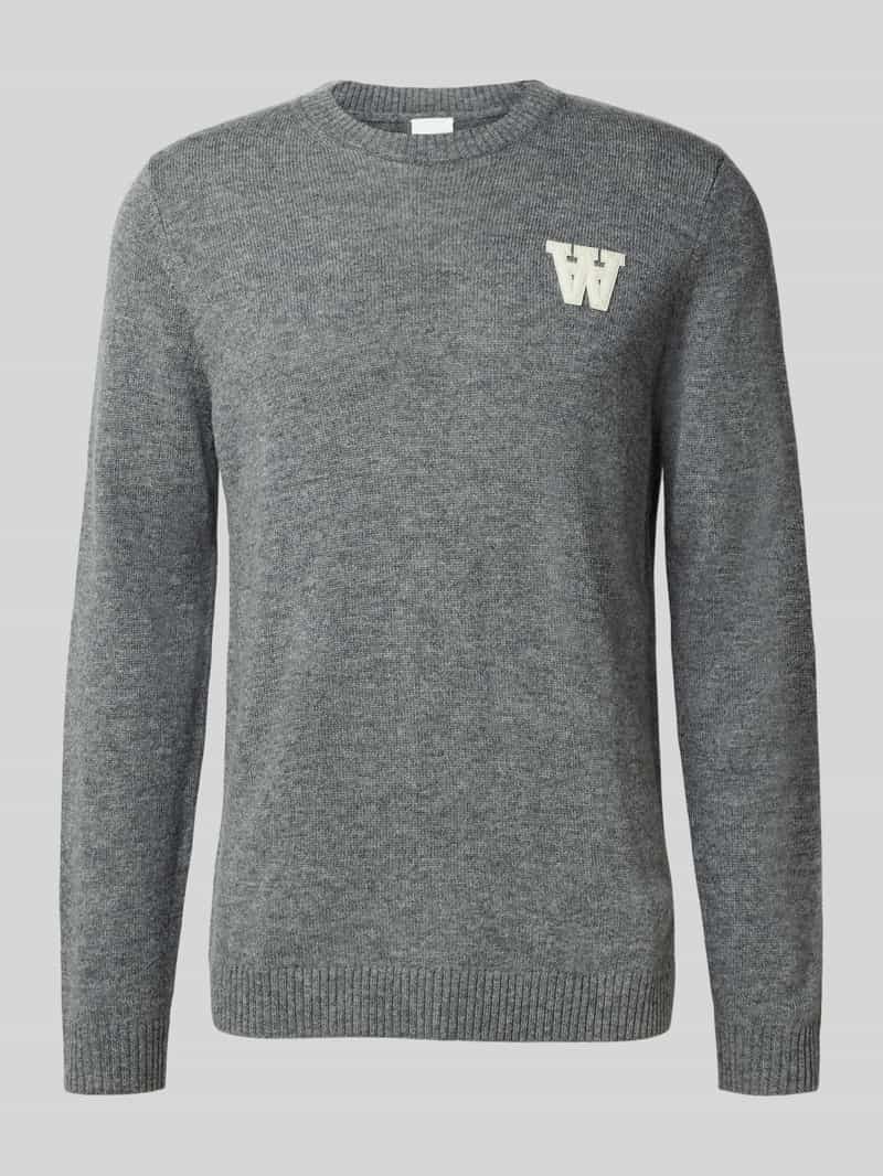Wood Gebreide pullover met stitching en ronde hals model 'Tay'
