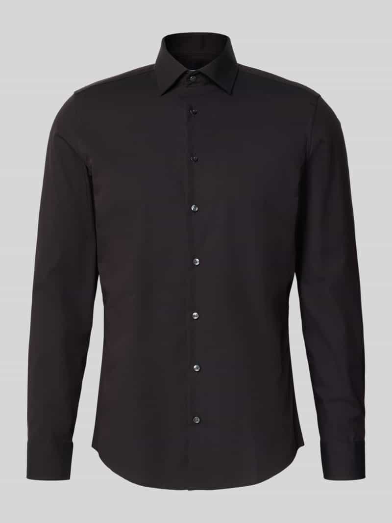 Slim fit zakelijk hemd met kentkraag van pure katoen