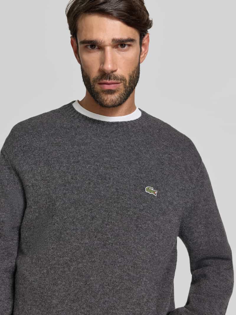 Lacoste Regular fit gebreide pullover van pure wol