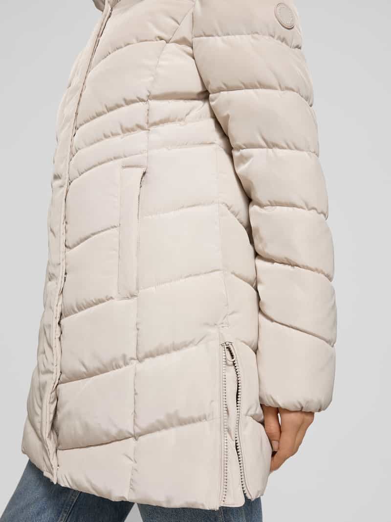 Tom Tailor Regular fit gewatteerde lange jas met capuchon