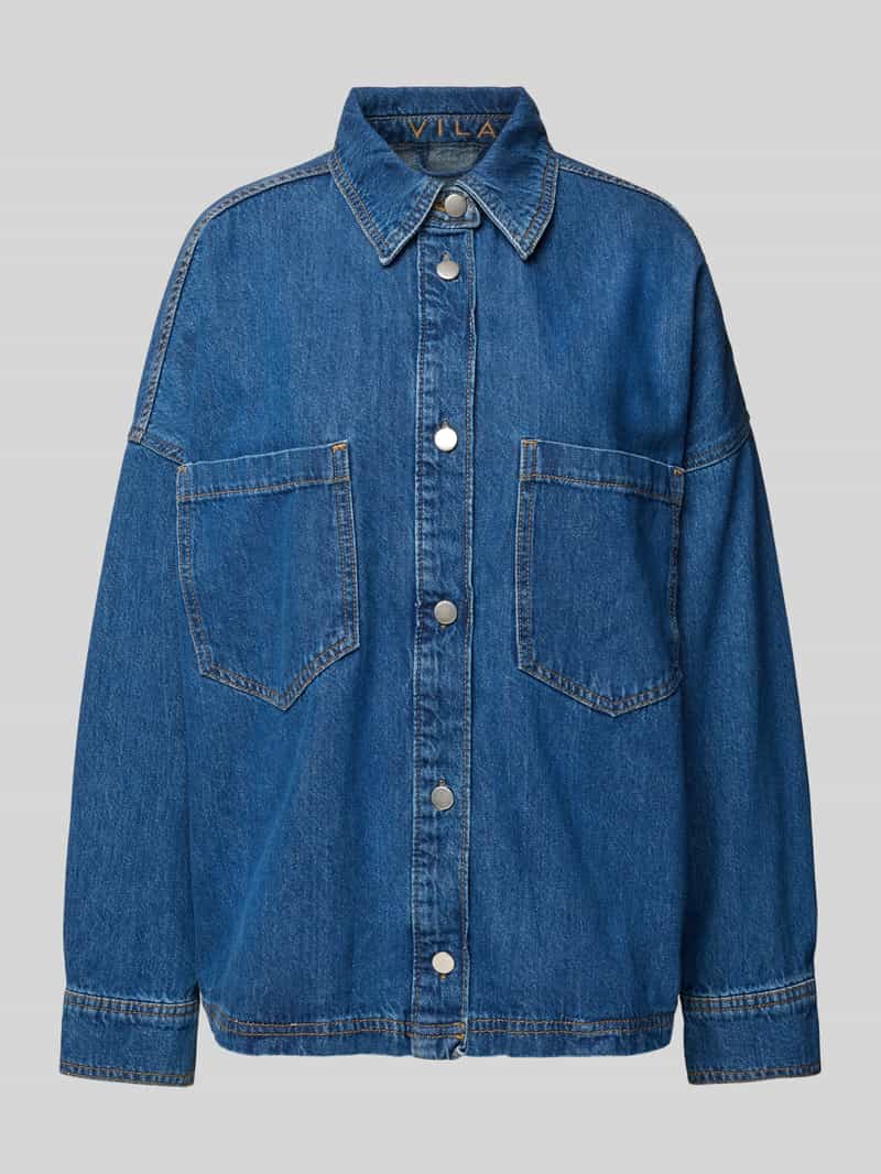Vila Jeansjack met platte kraag model 'CREEK'