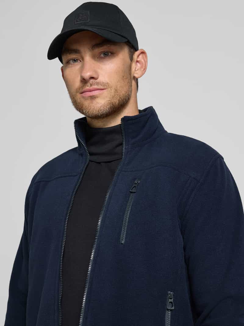 Lerros Fleecejack met opstaande kraag en labeldetail