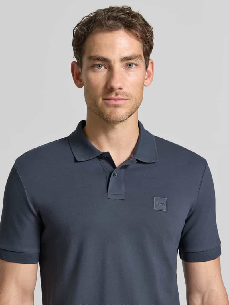 Boss Regular fit poloshirt van katoenmix model 'Passenger' marineblauw, foto 5