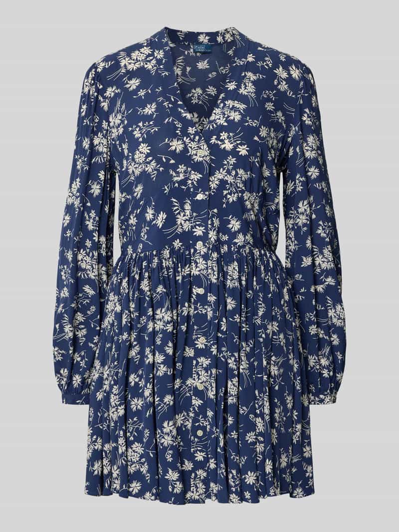 Polo Ralph Lauren Mini-jurk van pure viscose met V-hals