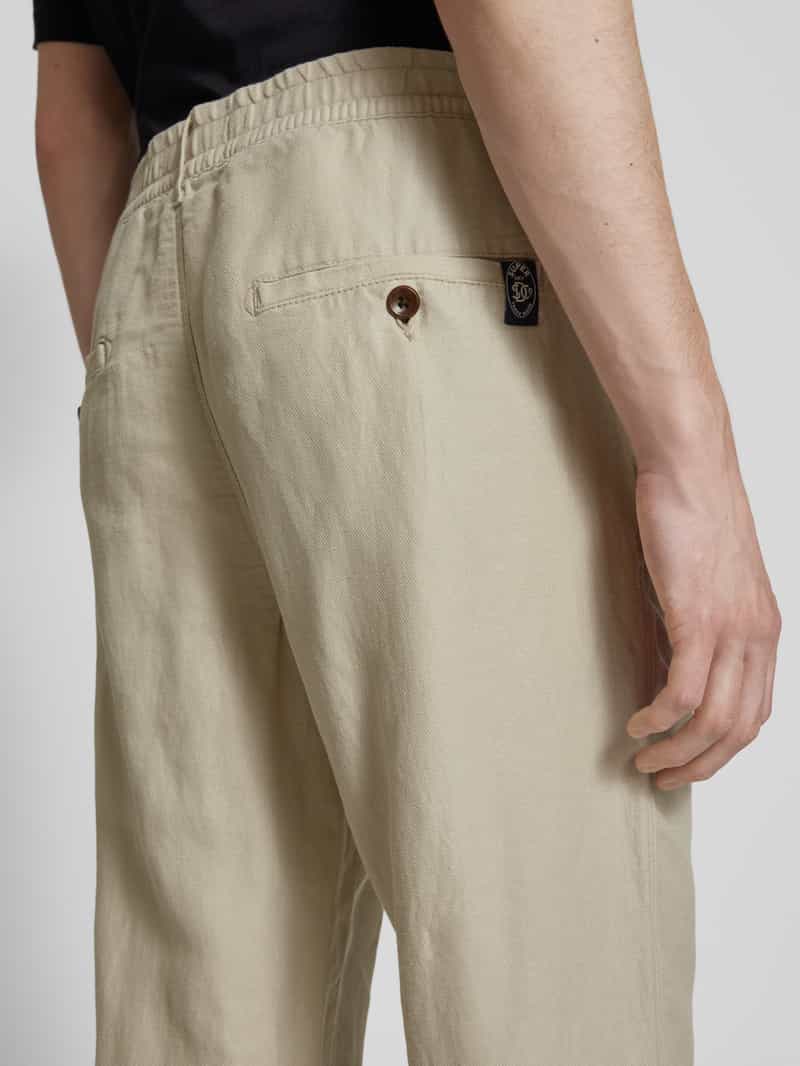 Superdry Straight leg linnen broek met tunnelkoord model 'Merchant'