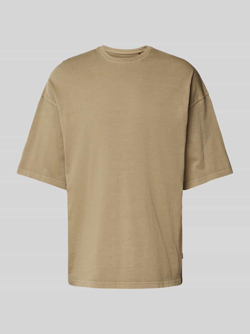 jack & jones T-shirt met geribde ronde hals model 'CHARGE'