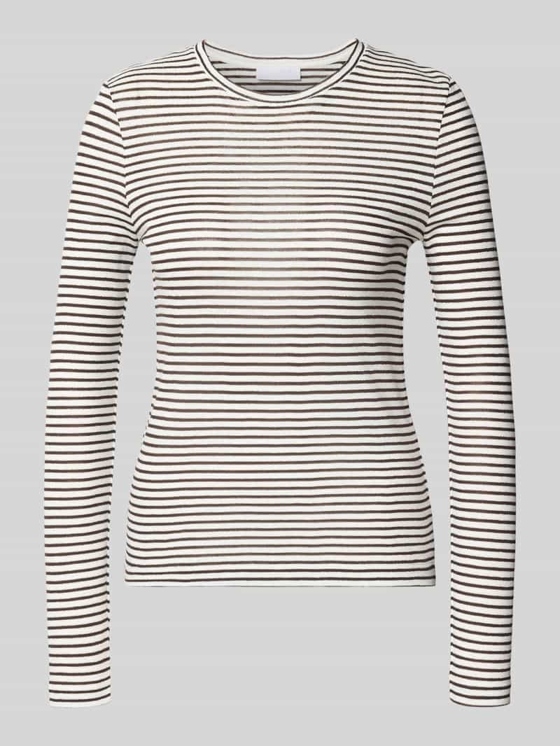 Rich & Royal Shirt met lange mouwen en geribde ronde hals