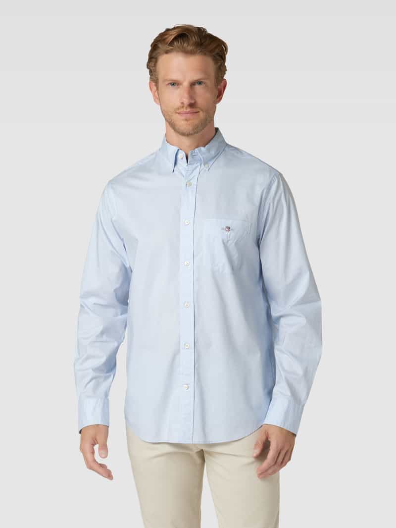 Gant Regular fit vrijetijdsoverhemd met borstzak, model 'POPLIN' lichtblauw, foto 4