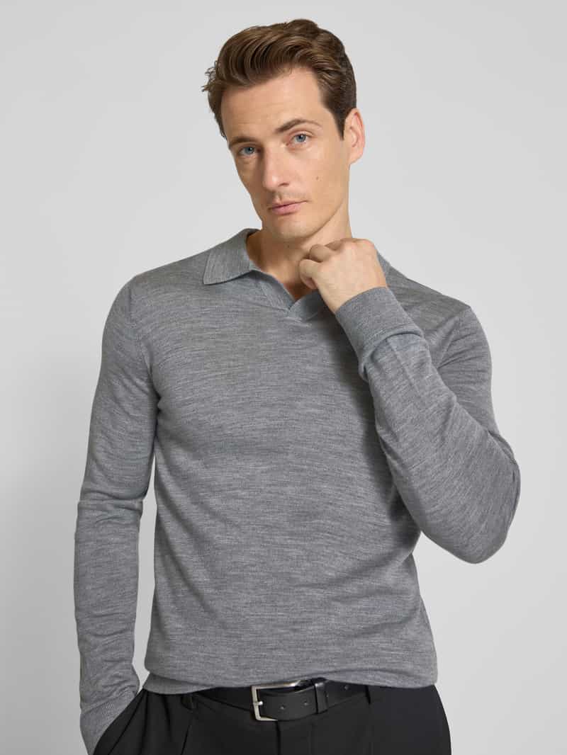 Selected Homme Regular fit poloshirt van zuivere wol model 'TRAY'