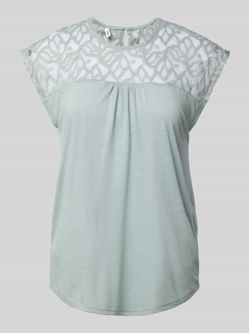 Only Regular fit top met kanten detail model 'SINDY'