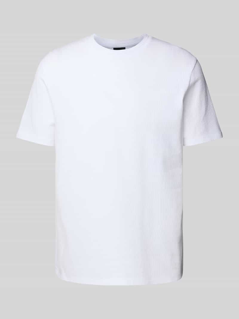Strellson T-shirt met geribde ronde hals model 'Fisher'