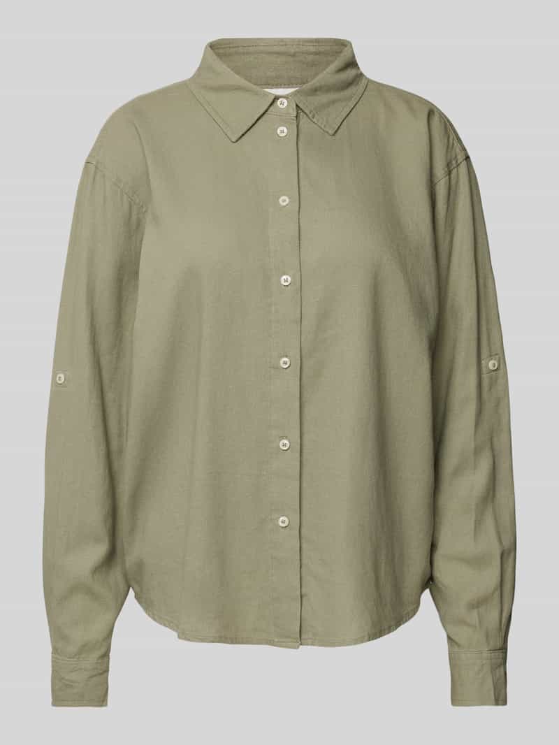 Ichi Linnen blouse met platte kraag model 'Lino'