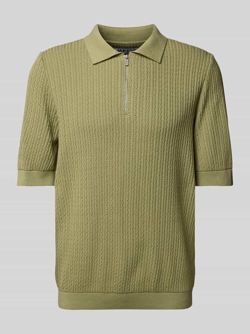 Regular fit poloshirt met kabelpatroon