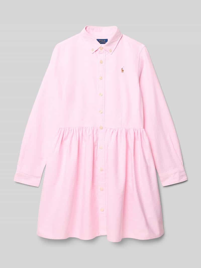 Polo Ralph Lauren Teens Overhemdjurk met labelstitching en button-downkraag