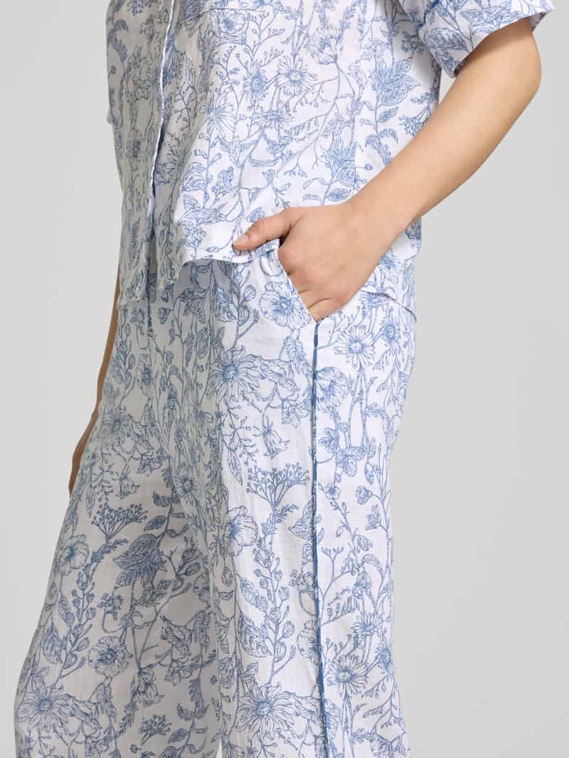 Pepe Jeans Wide leg linnen broek met elastische band model 'DUANA'