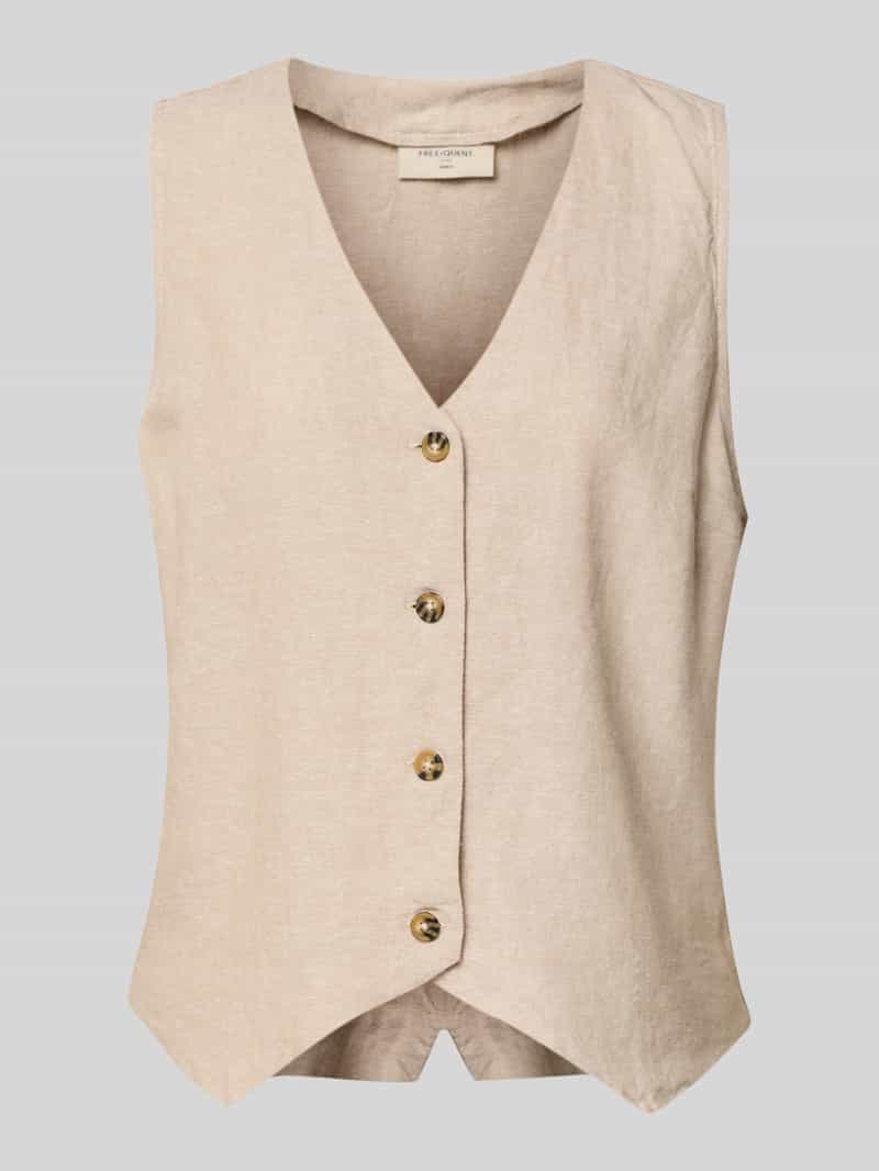 FREE QUENT Linnen gilet met V-hals model 'Lava'