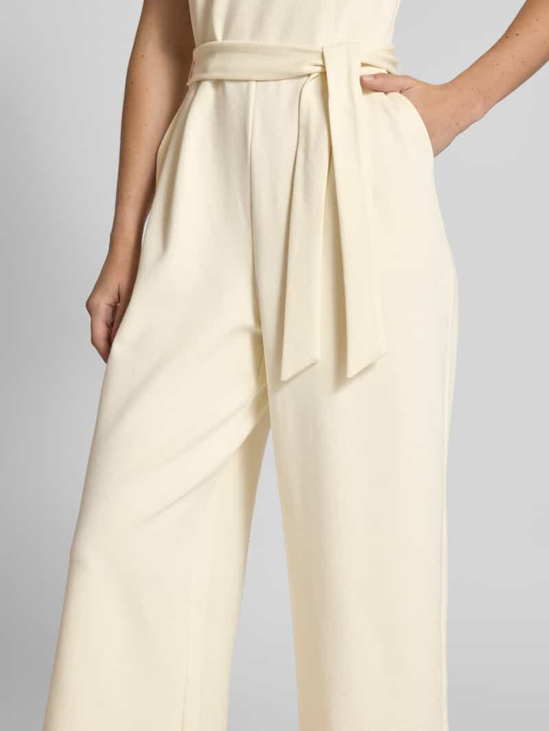 Jake*s Collection Jumpsuit met strikceintuur en ronde hals