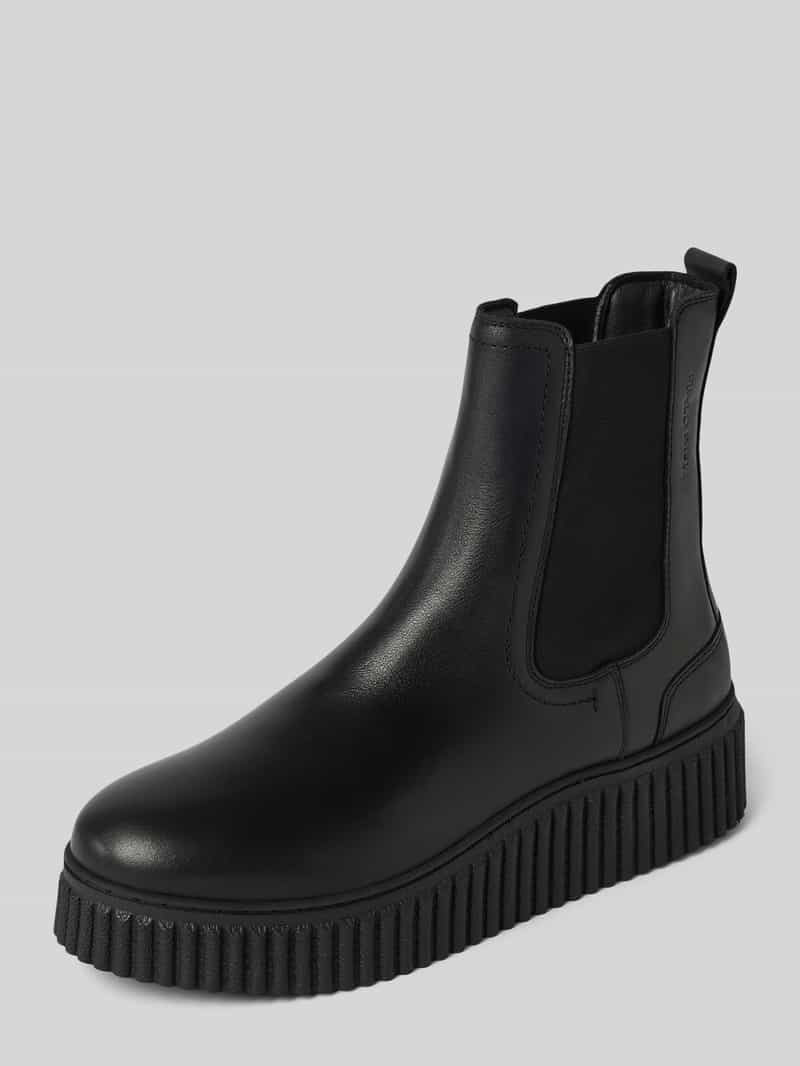 MARC O POLO Chelsea boots van stijlvol rundleer met geribbelde plateauzool