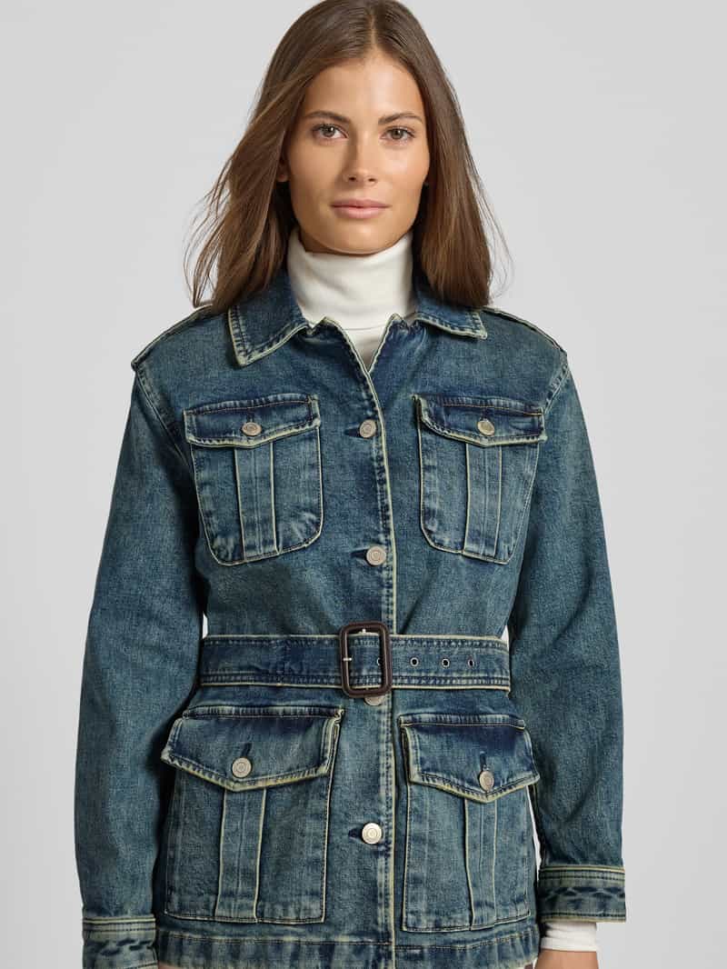 Lauren Ralph Lauren Jeansjack van katoenmix met platte kraag model 'Kufrell'
