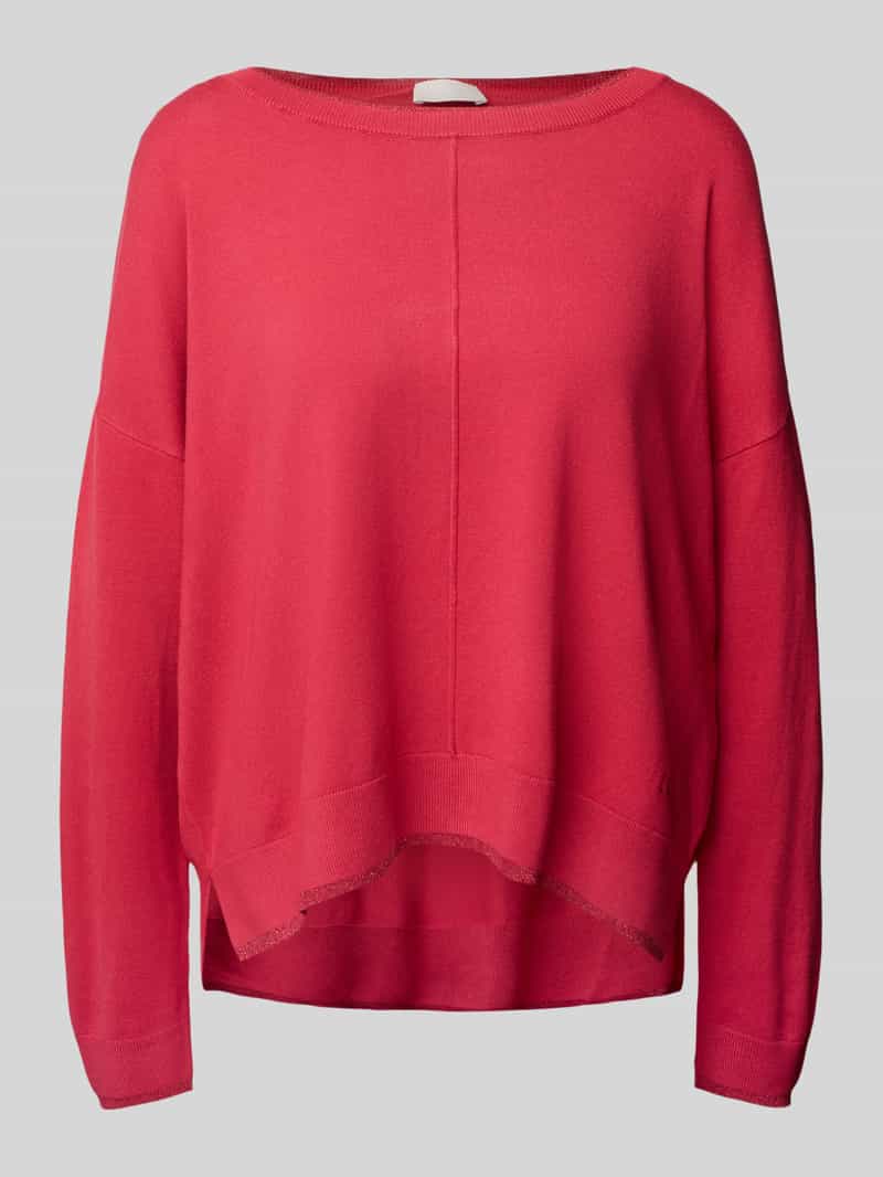 Liu Jo White Oversized gebreide pullover met ronde hals