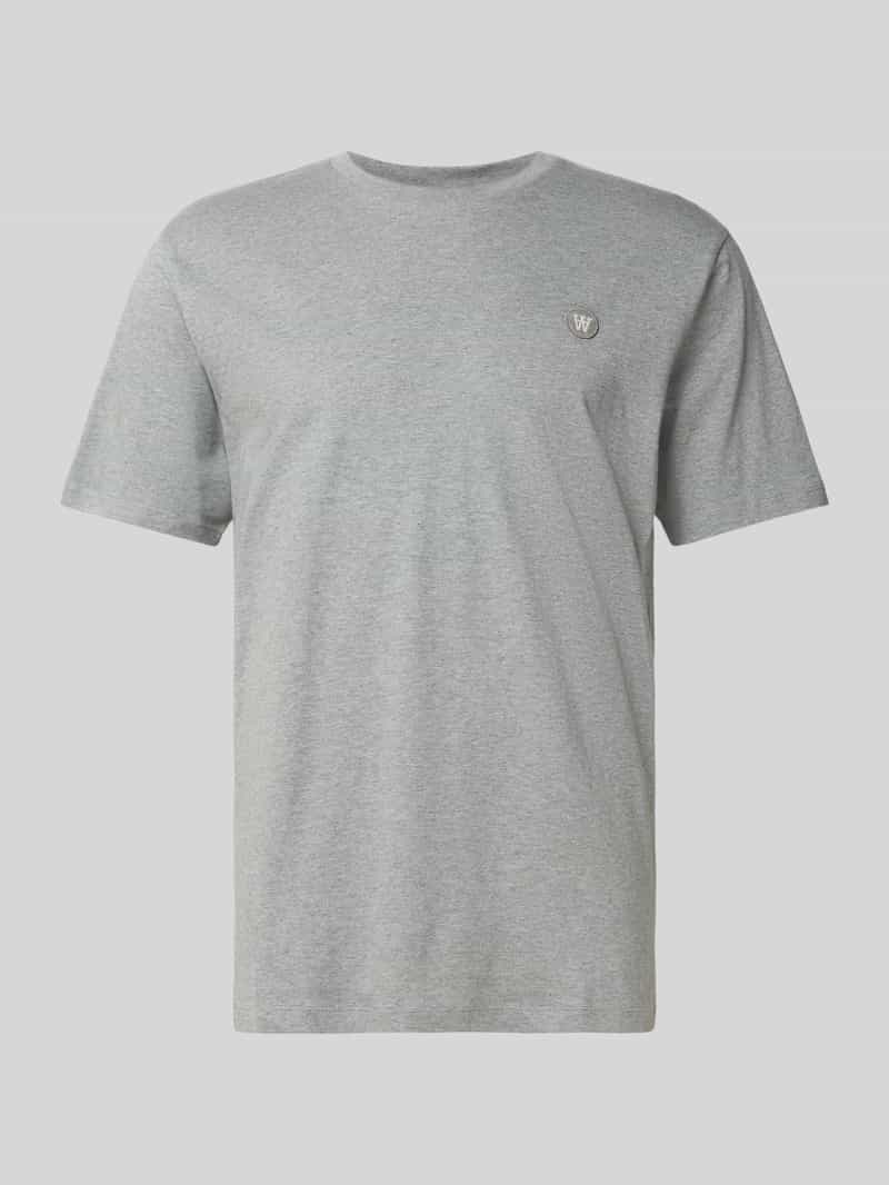 Wood T-shirt met labelstitching en ronde hals