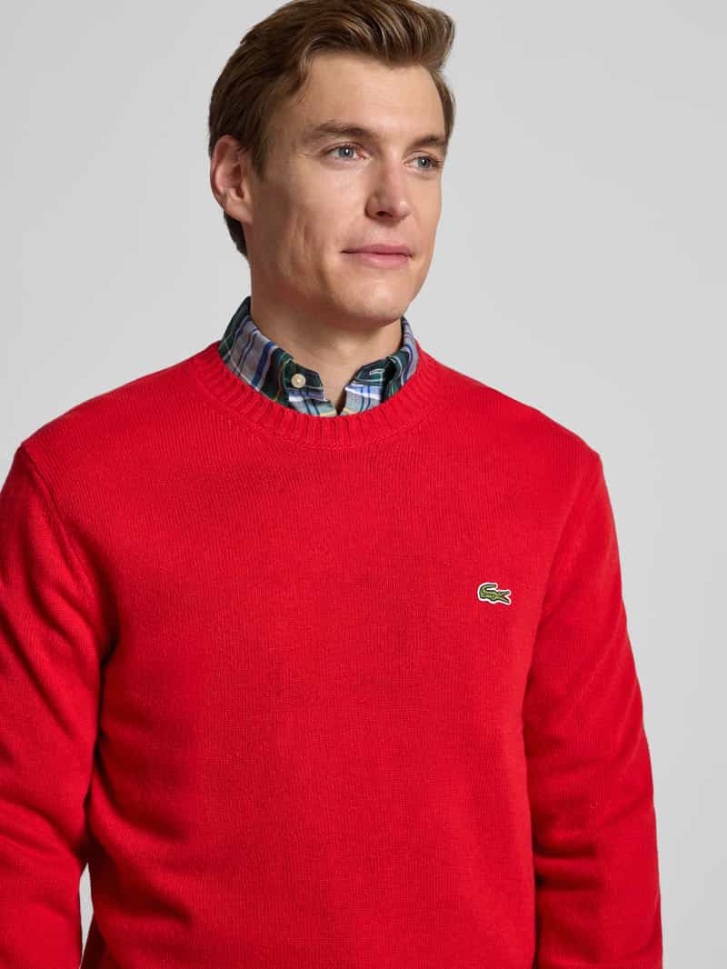 Lacoste Regular fit gebreide pullover van pure wol